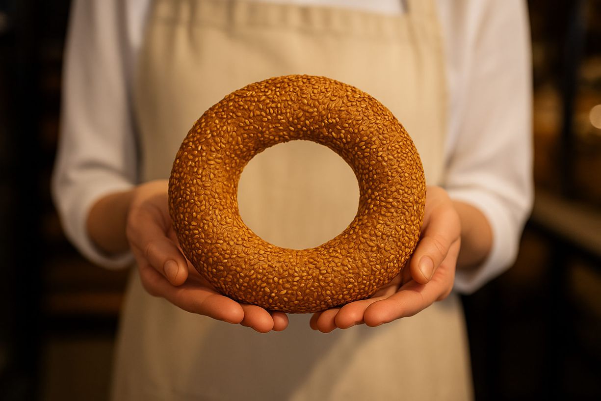 CAFROST Mitarbeiter mit frischem Börek – Premium-Tiefkühlproduktion in Deutschland